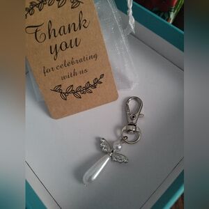 100ct Angel Keychain with Pearl and Silver Accents In Decorate Box